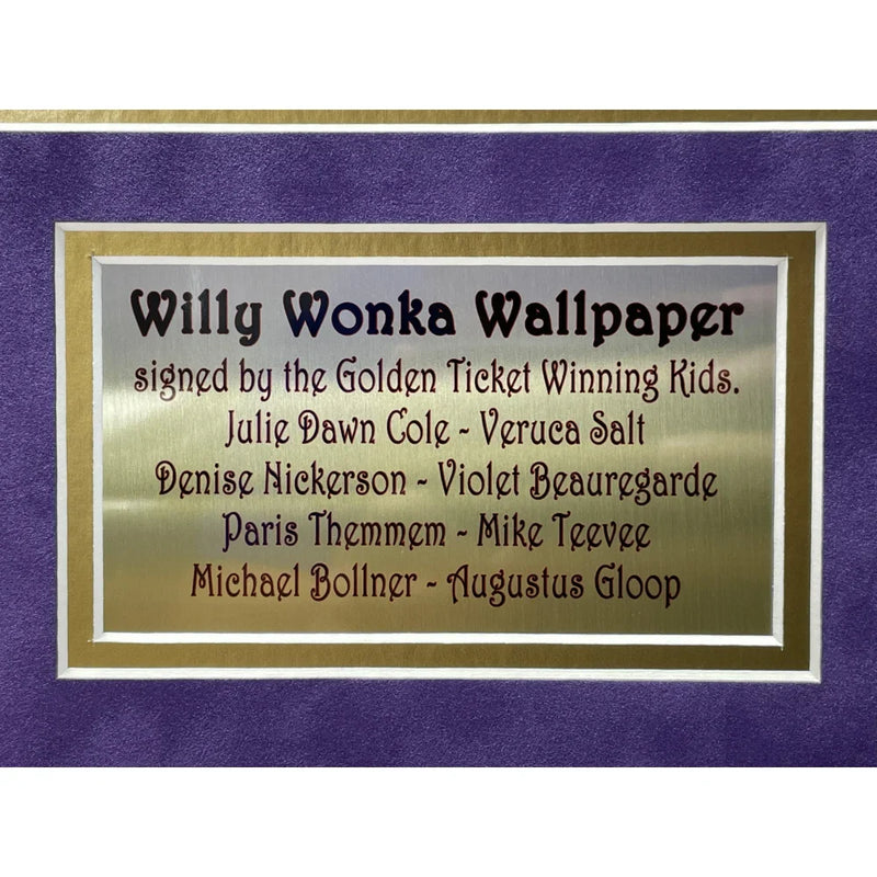 Willy Wonka Kids X5 Signed Wallpaper Framed Gobstopper Bar Collage JSA COA Autograph Cast