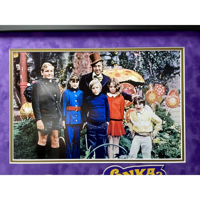 Willy Wonka Kids X5 Signed Wallpaper Framed Gobstopper Bar Collage JSA COA Autograph Cast
