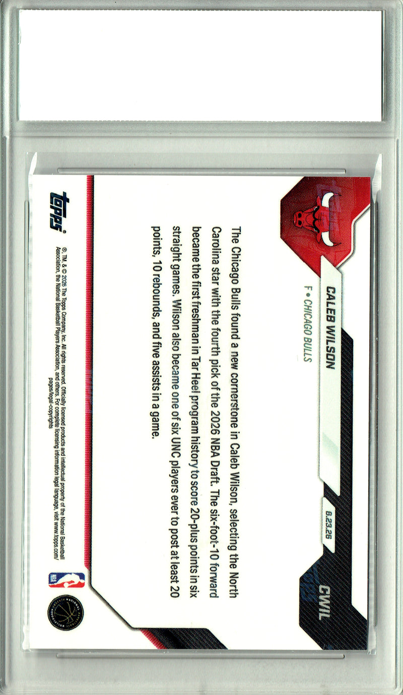 Caleb Wilson Rookie Card 2026 Topps Now #CWIL PRISTINE, PGI 10, Chicago Bulls Basketball