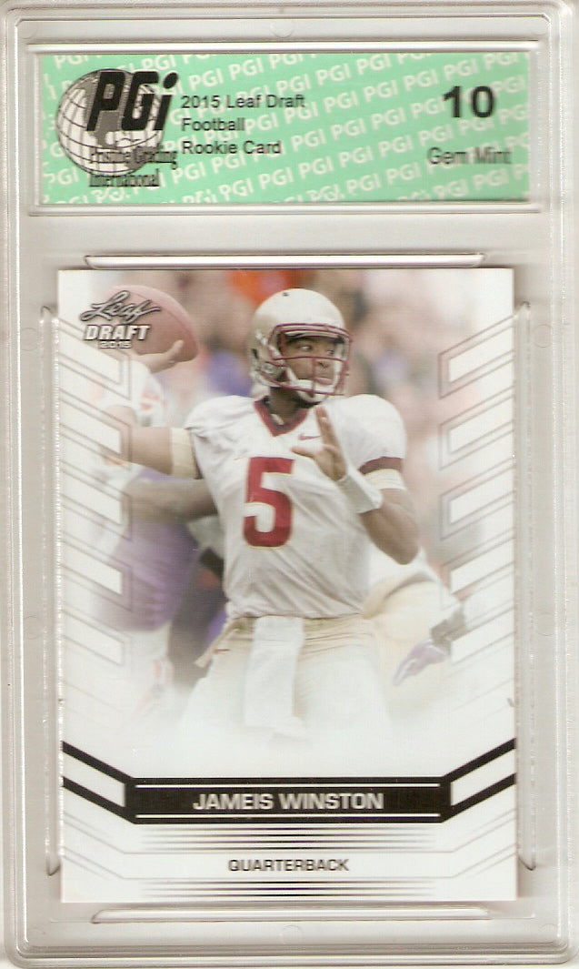 Jameis Winston Rookie Card Tampa Bay PGI 10 Gem Mint Football Trading Card 2015 Leaf Draft #04