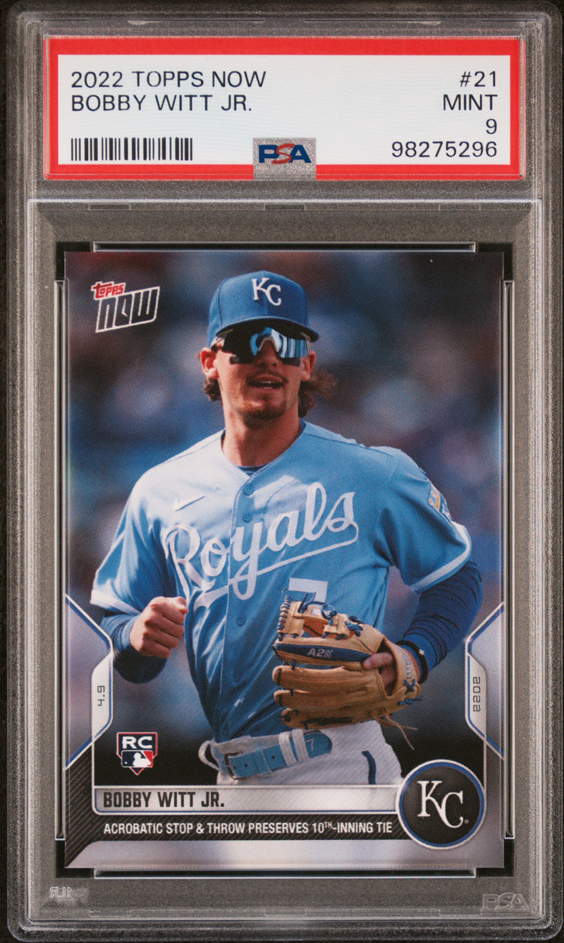Bobby Witt Jr. Rookie Card 2022 Topps Now #21 Acrobatic Stop Graded PSA 10 Kansas City Royals