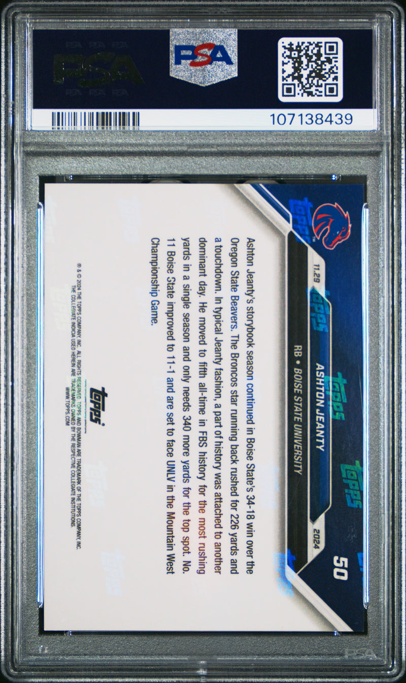 PSA 9 Ashton Jeanty 2024 Bowman University Now #50 Red #5 of 10 Rookie Card Boise State