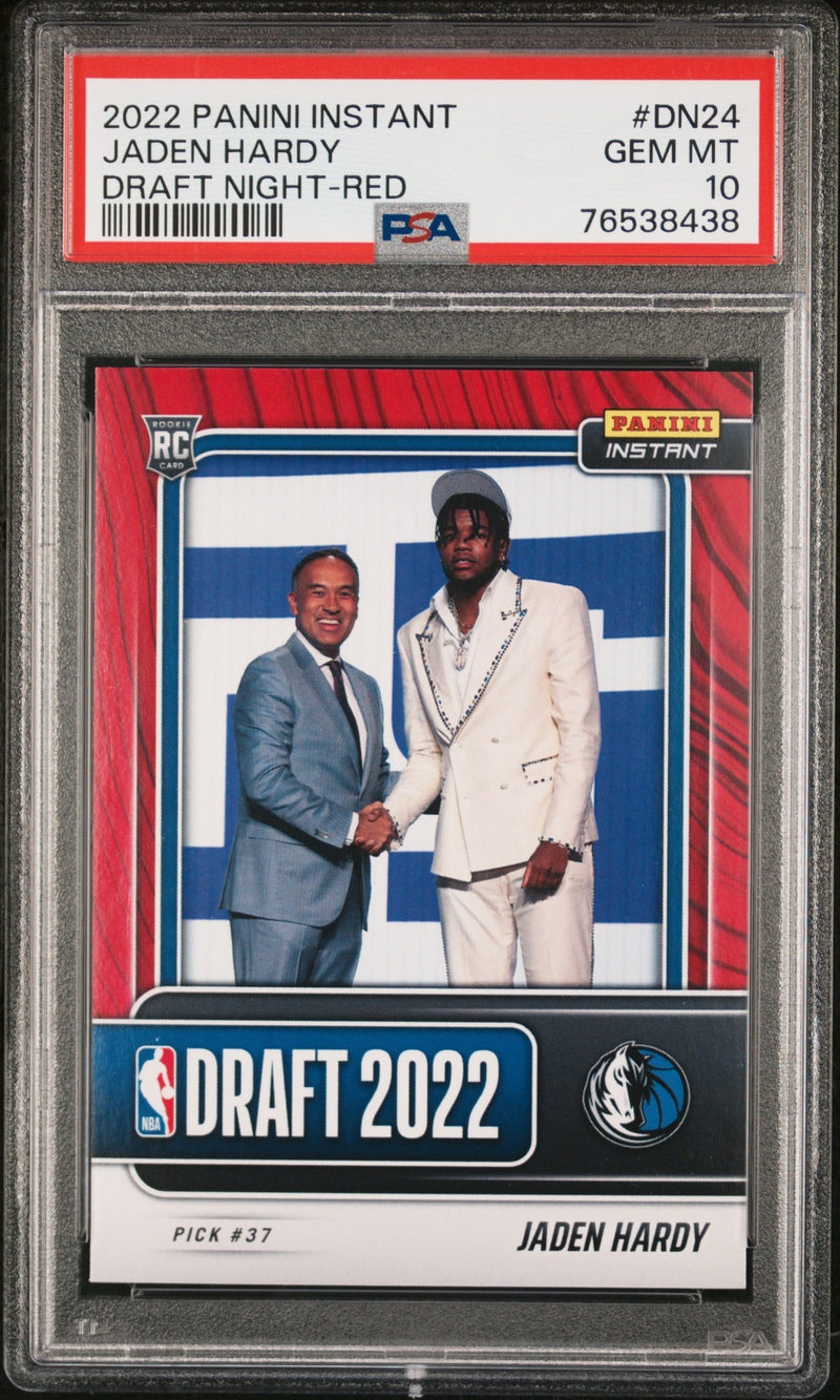 PSA 10 GEM-MT Jaden Hardy 2022 Panini Instant #DN24 Rookie Card Draft Night-Red #7/25