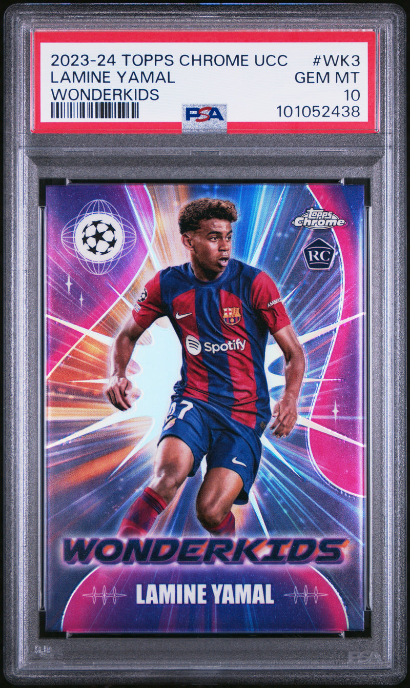 PSA 10 Lamine Yamal 2023 Topps Chrome #WK3 Wonderkids Rookie Card Barcelona