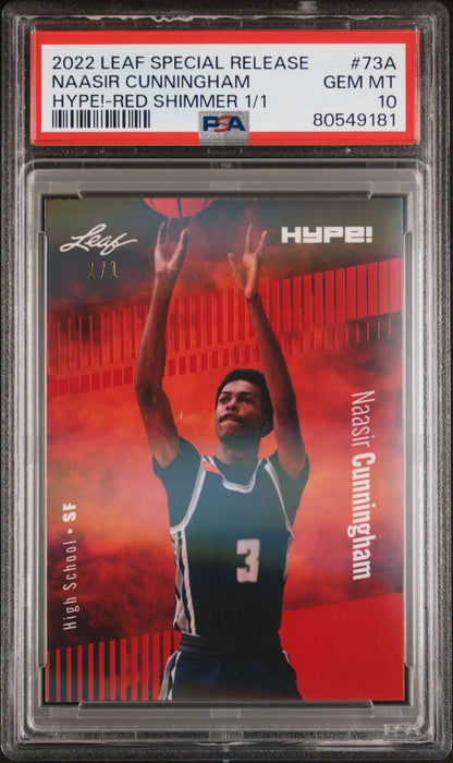 PSA 10 Naasir Cunningham 2022 Leaf Hype! #73A Red Shimmer 1 of 1 Rookie Card
