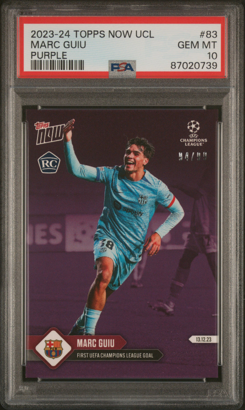 PSA 10 Marc Guiu 2023 Topps Now #83 Purple SP #94/99 Rookie Card Barcelona