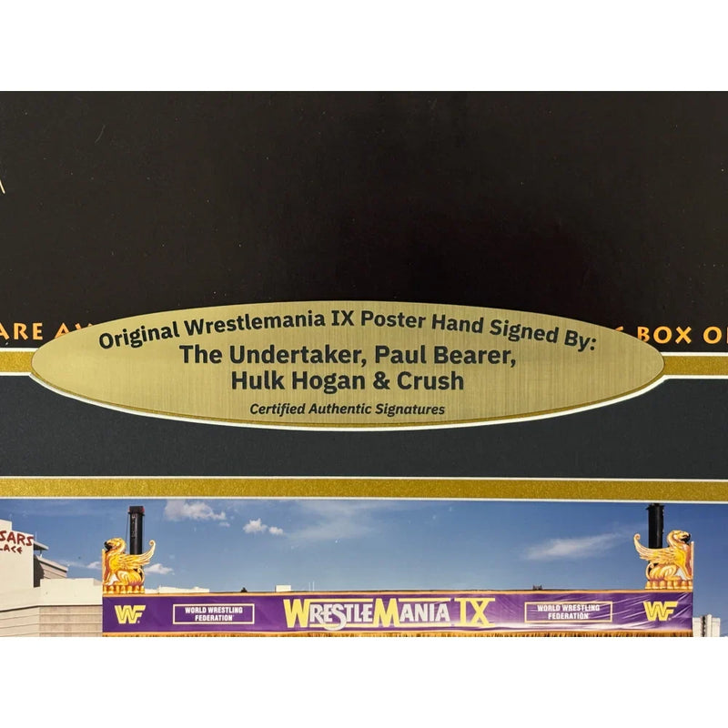 Wrestlemania IX Original Poster Signed Undertaker Paul Bearer Crush Hulk Hogan JSA 9 Autographed