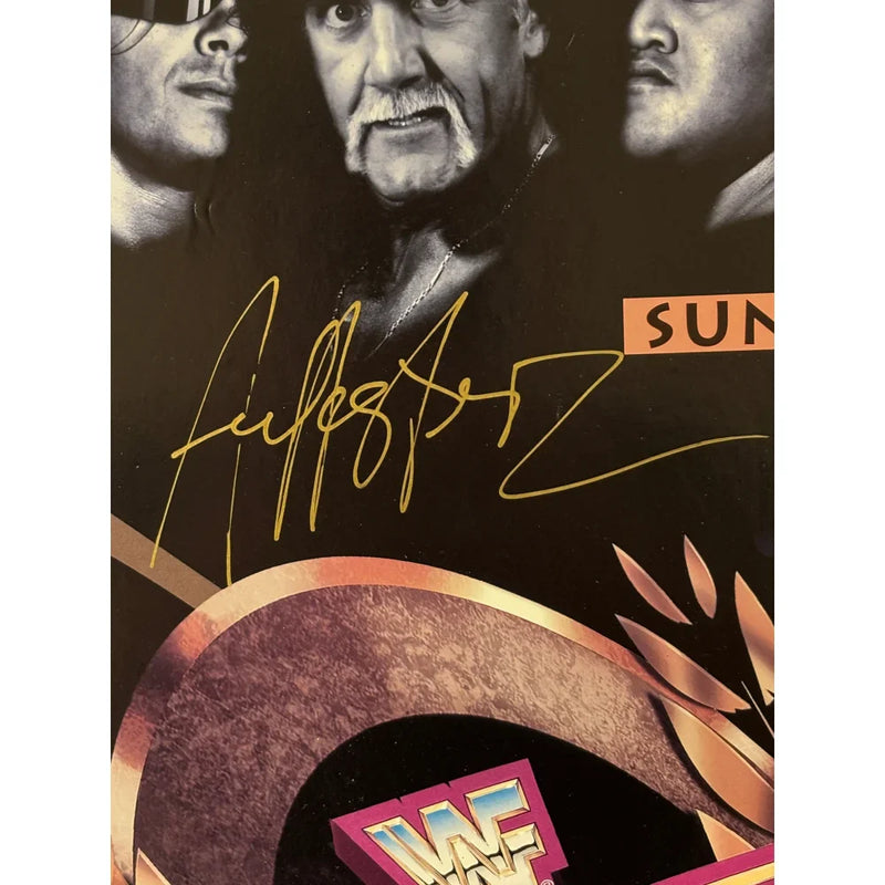 Wrestlemania IX Original Poster Signed Undertaker Paul Bearer Crush Hulk Hogan JSA 9 Autographed