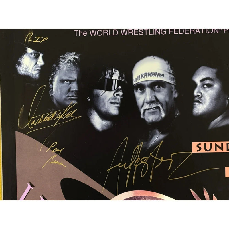 Wrestlemania IX Original Poster Signed Undertaker Paul Bearer Crush Hulk Hogan JSA 9 Autographed
