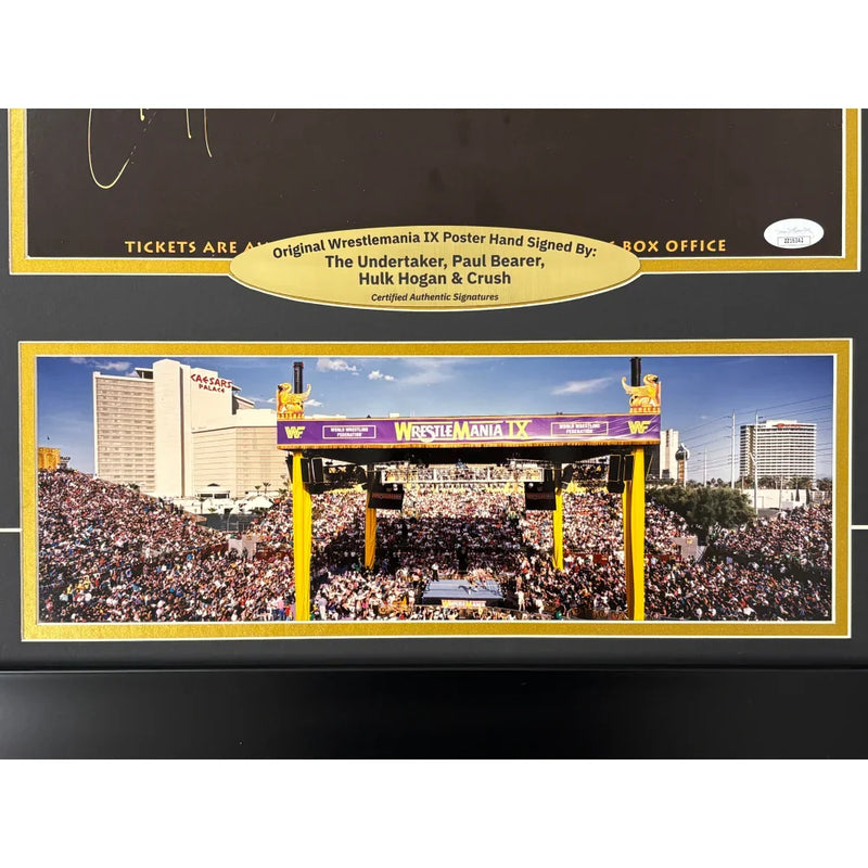 Wrestlemania IX Original Poster Signed Undertaker Paul Bearer Crush Hulk Hogan JSA 9 Autographed