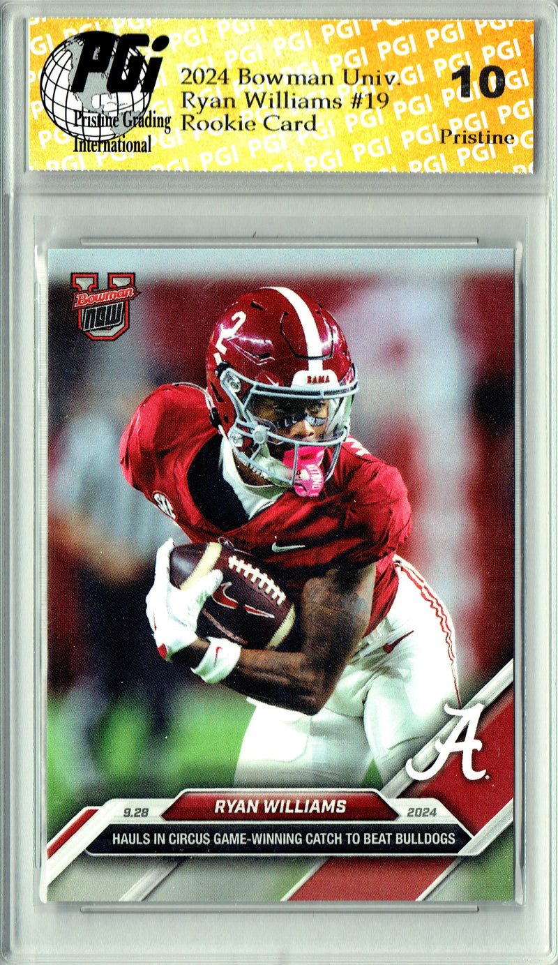 Ryan Williams Rookie Card 2024 Bowman University Now #19 PRISTINE, PGI 10, Alabama