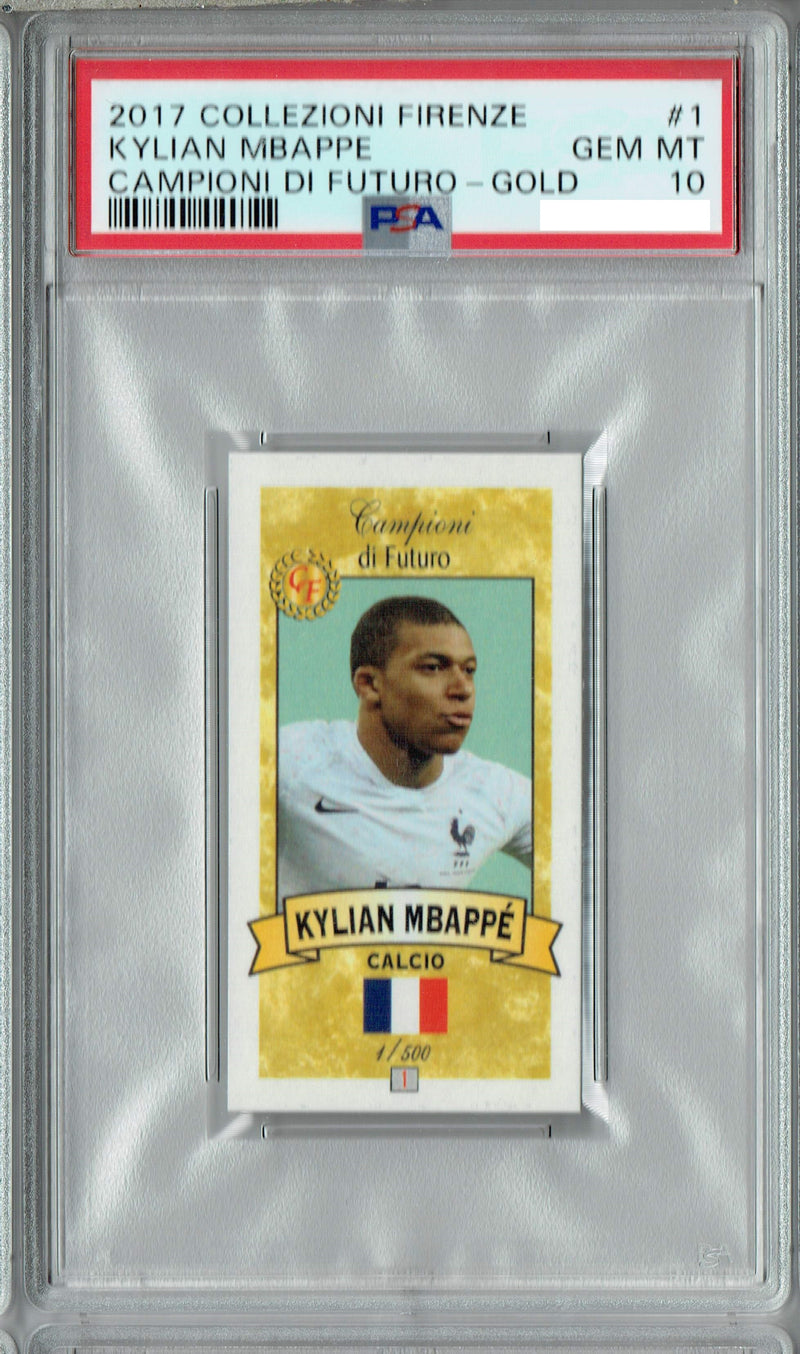 PSA 10 Mbappe 2017 Campioni Futuro #1 Rookie Collezioni Firenze Gold 1/500