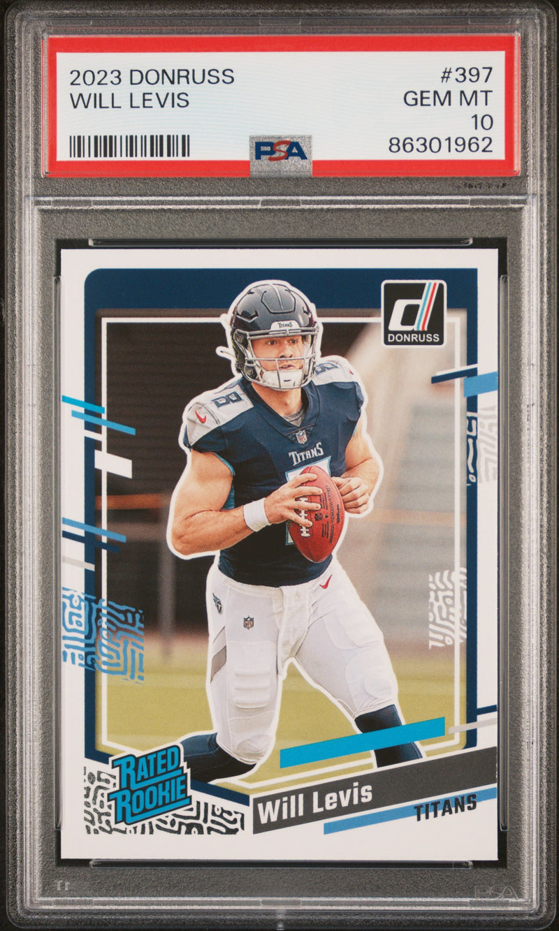 PSA 10 Will Levis 2023 Donruss Football #397 Rated Rookie Card Tennessee Titans