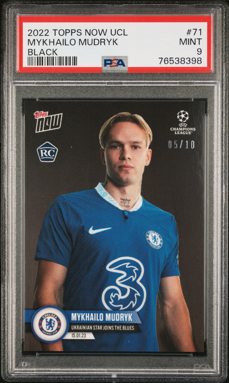 Mykhailo Mudryk PSA 9 2022 Topps Now UCL #71 Rookie Card Black #5/10
