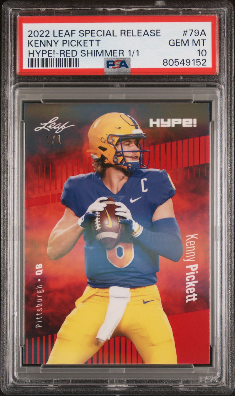 PSA 10 Kenny Pickett 2022 Leaf Hype! #79A Red Shimmer 1/1 Rookie Card
