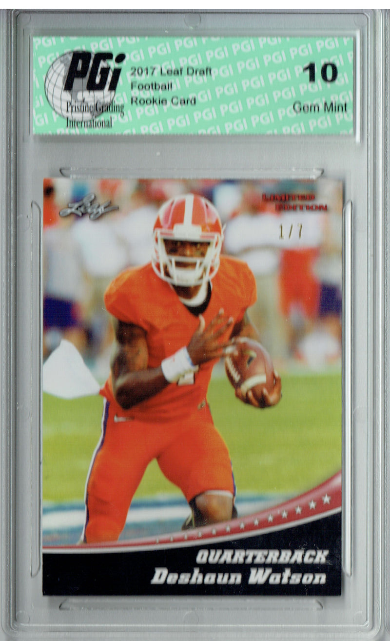 Deshaun Watson Rookie Card Houston PGI 10 Gem Mint Football Trading Card 2017 Leaf Limited Edition #4 Red #1 of 7