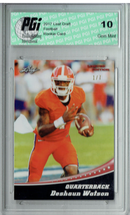 Deshaun Watson 2017 Leaf Blank Back #4 Red #1 of 7 Rookie Card PGI 10