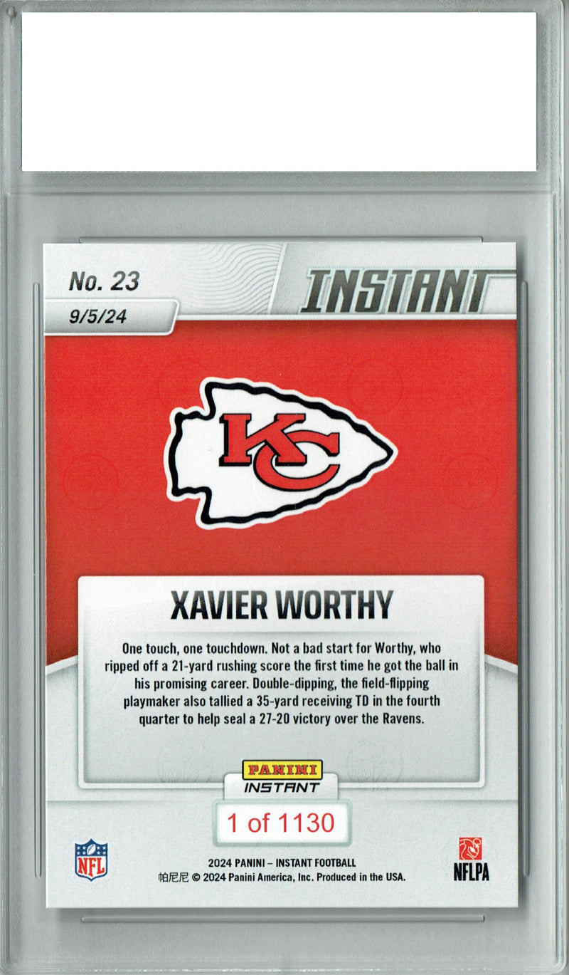 Certified Mint+ Xavier Worthy 2024 Panini Instant #23 2 TDs in Debut Rookie Card Kansas City Chiefs