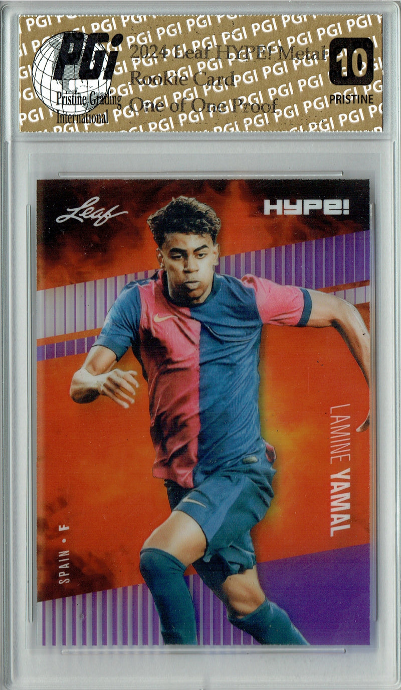 Lamine Yamal 2024 Leaf Metal HYPE! #HM-09 Purple 1/1 Proof Rookie Card PGI 10