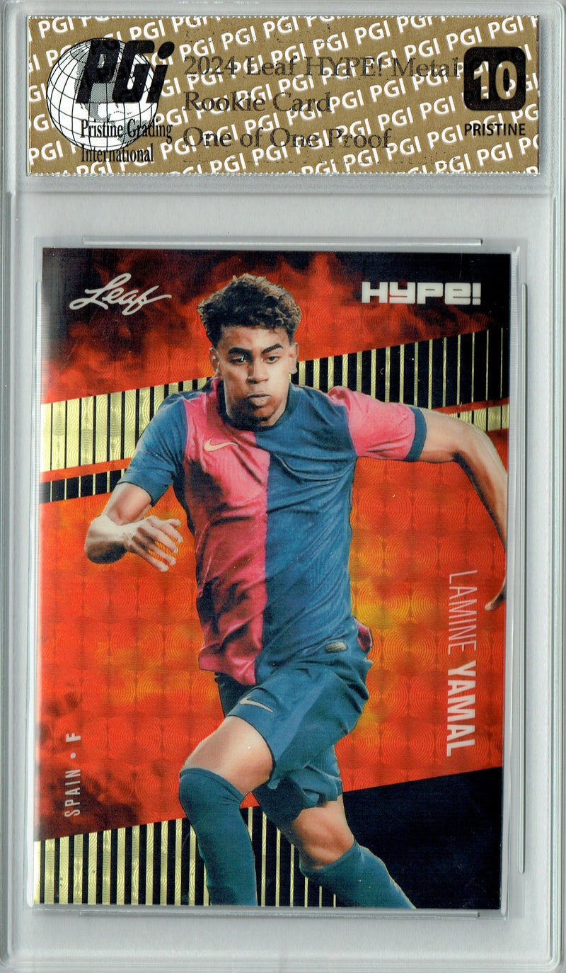 Lamine Yamal 2024 Leaf Metal HYPE! #HM-09 Black Gold Superfractor Proof 1 of 1 Rookie Card PGI 10
