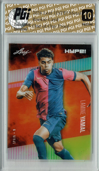 Lamine Yamal 2024 Leaf Metal HYPE! #HM-09 Neon 1/1 Proof Rookie Card PGI 10