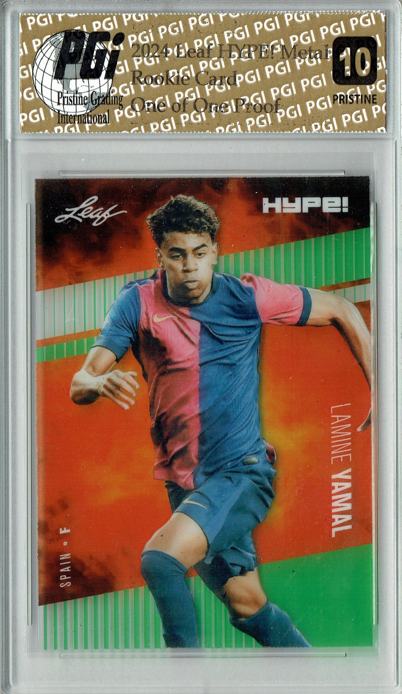 Lamine Yamal 2024 Leaf Metal HYPE! #HM-09 Green 1/1 Proof Rookie Card PGI 10