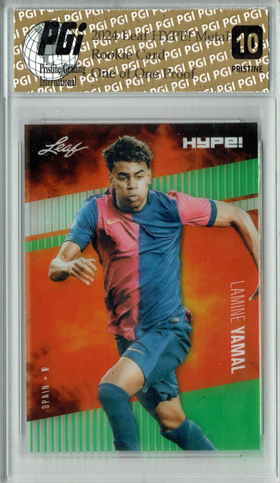 Lamine Yamal 2024 Leaf Metal HYPE! #HM-09 Green 1/1 Proof Rookie Card PGI 10