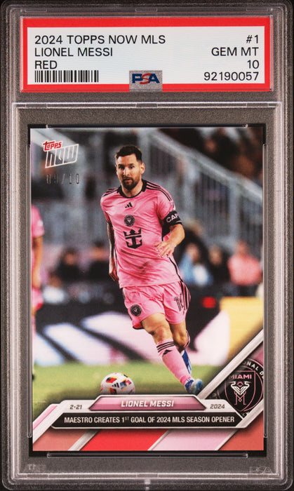 PSA 10 Lionel Messi 2023 Topps Now #1 Red #9 of 10 Rookie Card