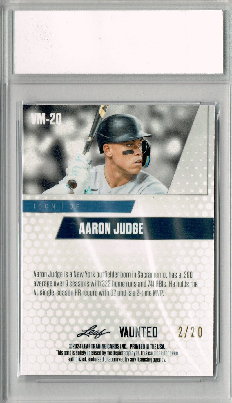 Aaron Judge 2024 Leaf Vaunted Metal #VM-20 Blue 20 Made Rare Card PGI 10