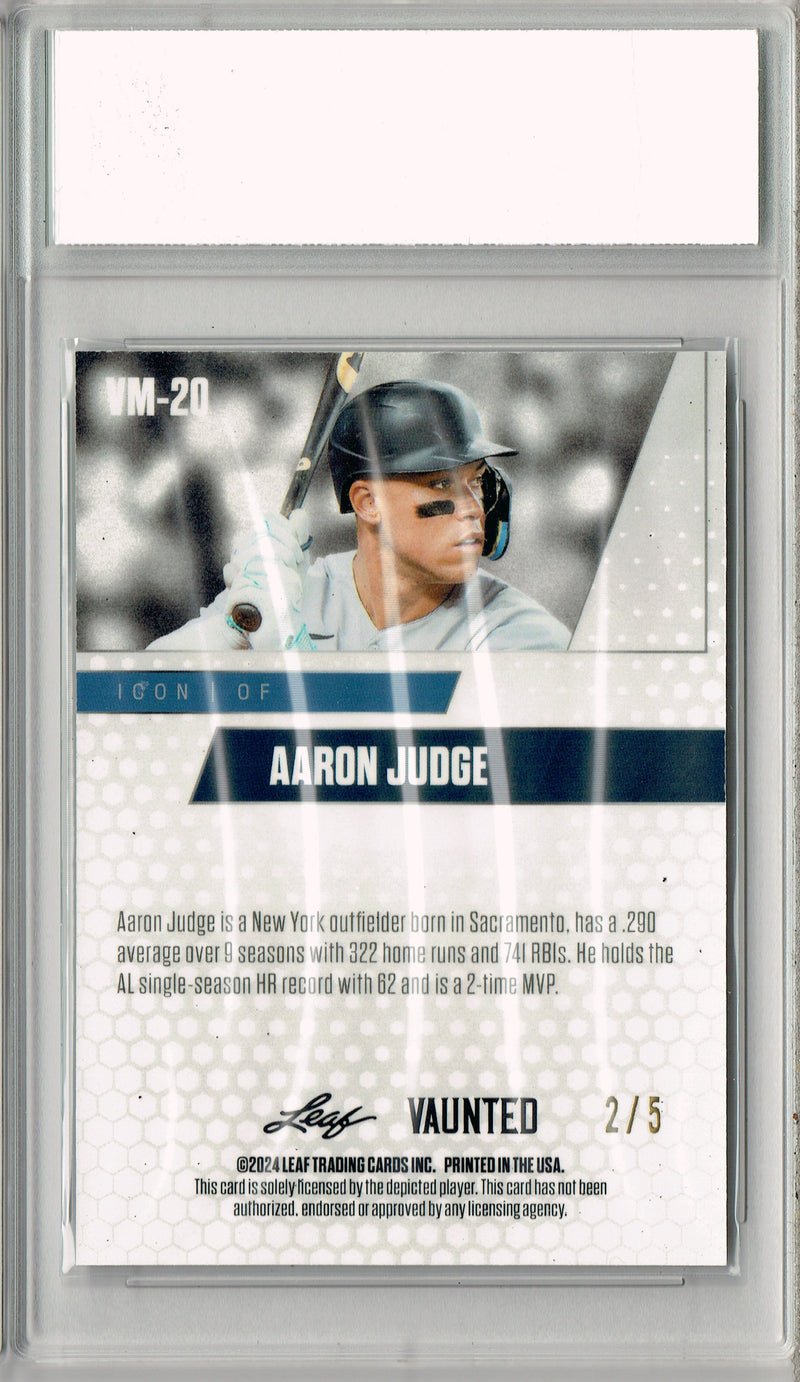 Certified Mint+ Aaron Judge 2024 Leaf Vaunted Metal #VM-20 Green 5 Made Rare Card New York Yankees