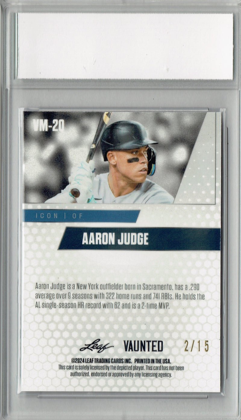Aaron Judge 2024 Leaf Vaunted Metal #VM-20 Purple 15 Made Rare Card PGI 10