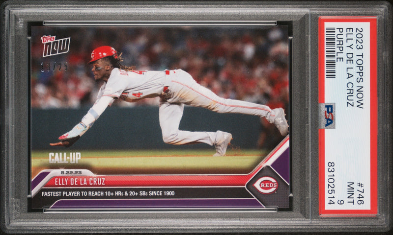 Elly De La Cruz PSA 9 2023 Topps Now #746 Rookie Card Purple SP #13/25