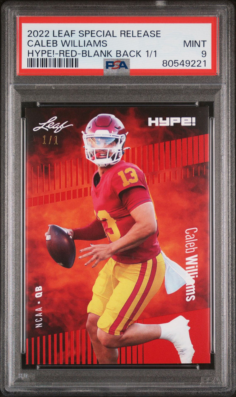 Caleb Williams PSA 9 2022 Leaf Hype! #96A Red Blank Back 1/1 Rookie Card Chicago Bears