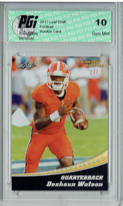 Deshaun Watson 2017 Leaf Limited Blank Back #4 Gold #1 of 7 Rookie Card PGI 10