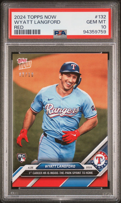 PSA 10 Wyatt Langford 2024 Topps Now #132 Red SP #2 of 10 Rookie Card