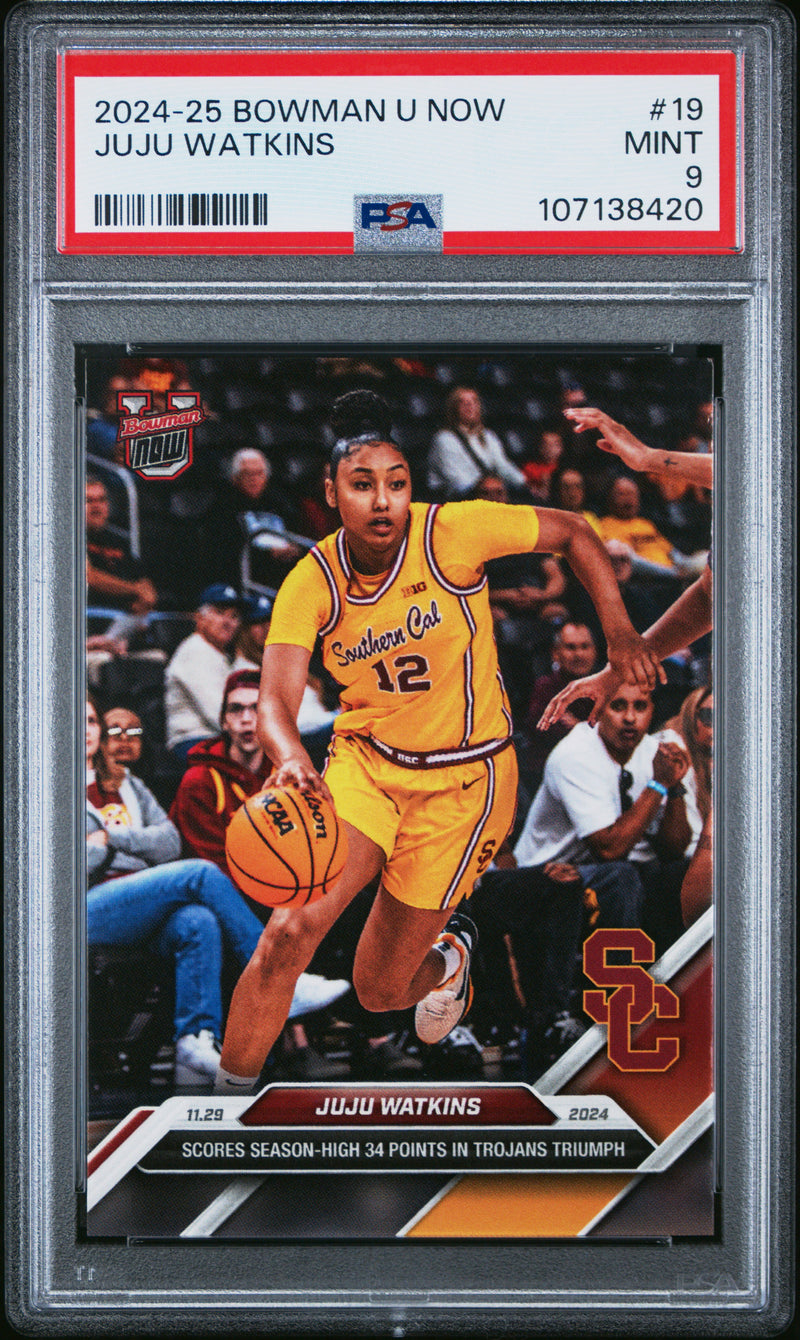 PSA 9 JuJu Watkins 2024 Bowman University Now #19 USC Trojans Rookie Card Southern California