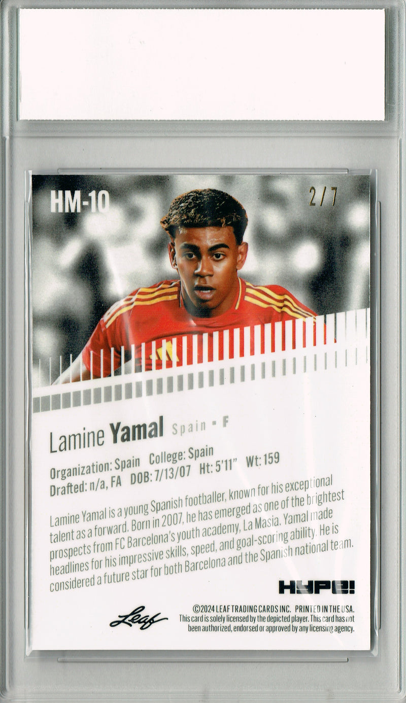Lamine Yamal 2024 Leaf HYPE! Metal #HM-10 Black Only 7 Made Rookie Card PGI 10