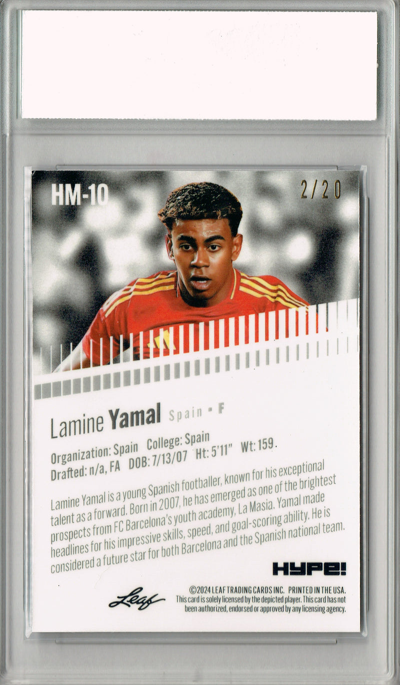 Lamine Yamal 2024 Leaf HYPE! Metal #HM-10 Blue Only 20 Made Rookie Card PGI 10