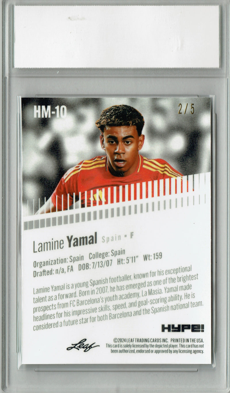 Lamine Yamal Rookie Card 2024 Leaf HYPE! Metal #HM-10 Green Only 5 Made PGI 10 Gem Mint Spain Soccer