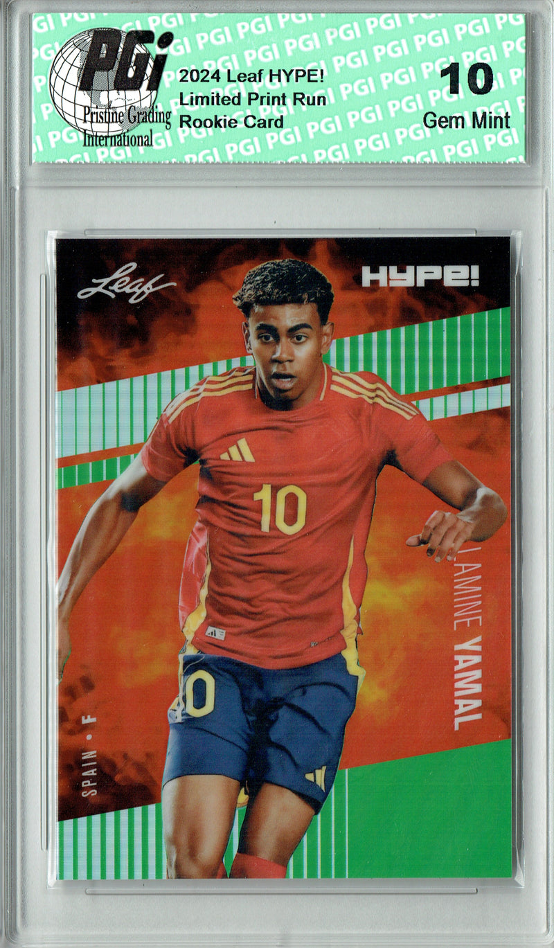 Lamine Yamal Rookie Card 2024 Leaf HYPE! Metal #HM-10 Green Only 5 Made PGI 10 Gem Mint Spain Soccer