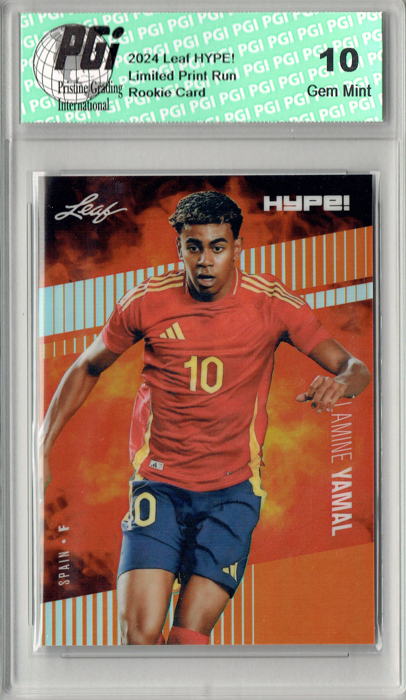 Lamine Yamal Rookie Card 2024 Leaf HYPE! Metal #HM-10 Orange Only 3 Made PGI 10 Gem Mint Spain Soccer