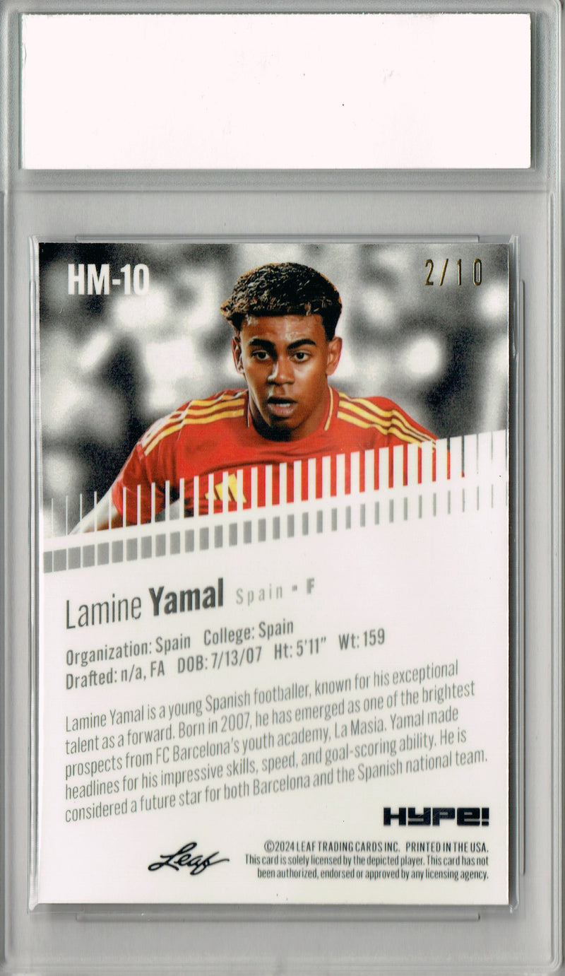 Lamine Yamal Rookie Card 2024 Leaf HYPE! Metal #HM-10 Pink Only 10 Made PGI 10 Gem Mint Spain Soccer