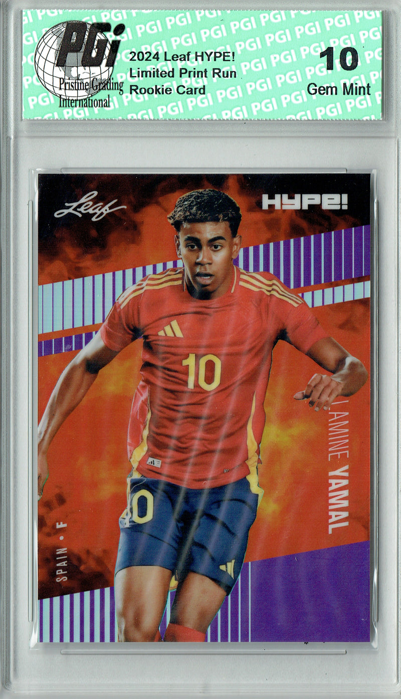 Lamine Yamal Rookie Card 2024 Leaf HYPE! Metal #HM-10 Purple Only 15 Made PGI 10 Gem Mint Spain Soccer