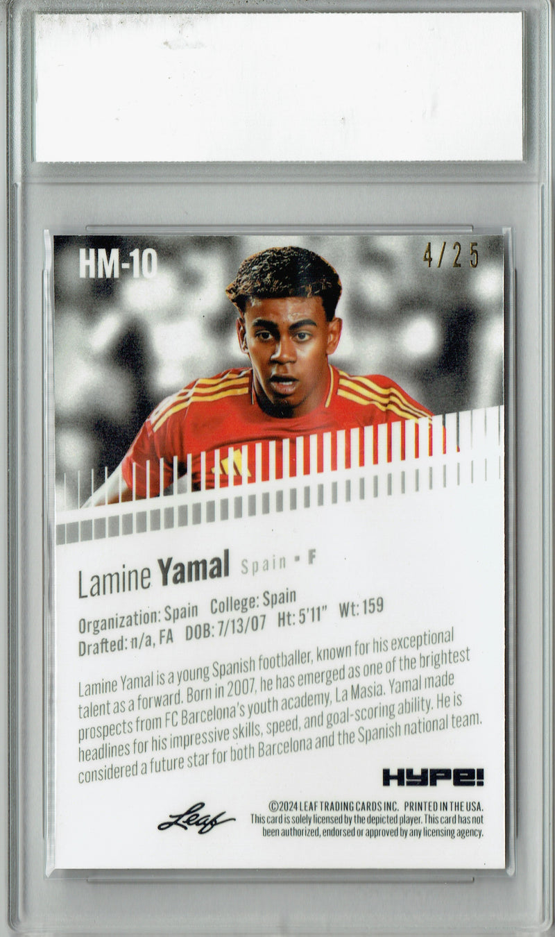 Lamine Yamal 2024 Leaf HYPE! Metal #HM-10 Silver Only 25 Made Rookie Card PGI 10