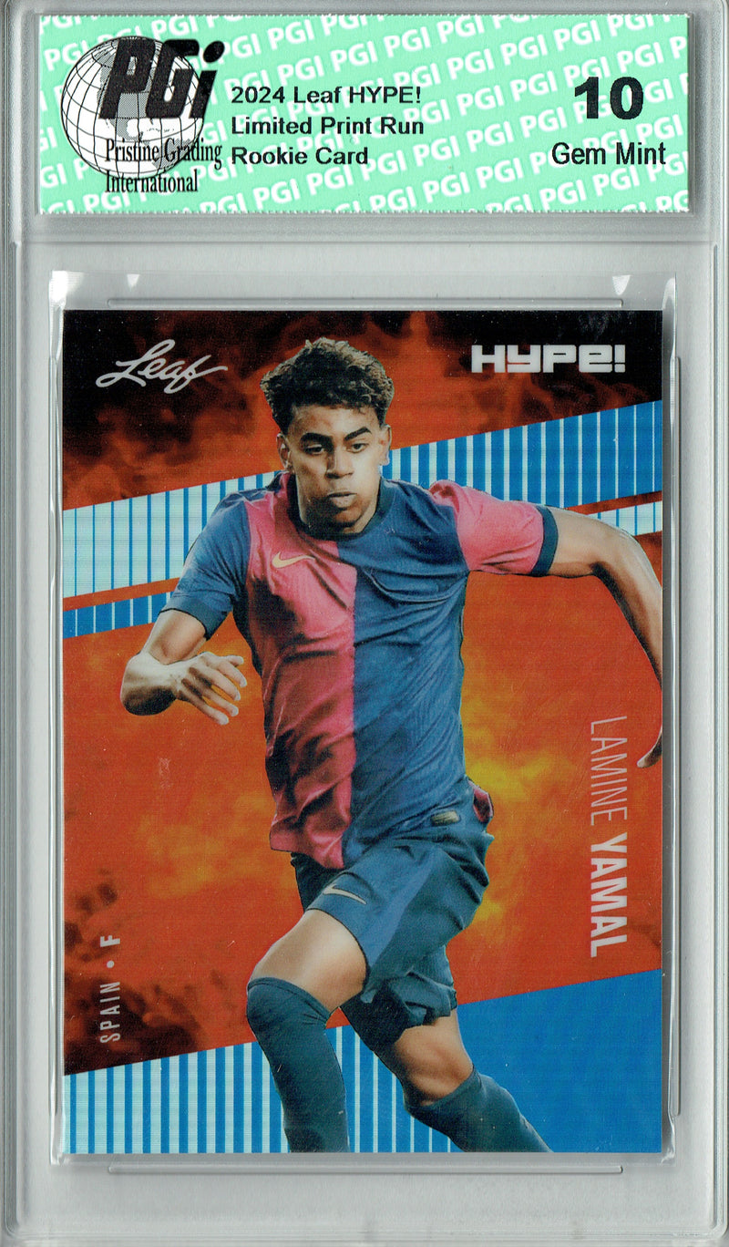 Lamine Yamal Rookie Card 2024 Leaf HYPE! Metal #HM-09 Blue Only 20 Made PGI 10 Gem Mint Barcelona Soccer