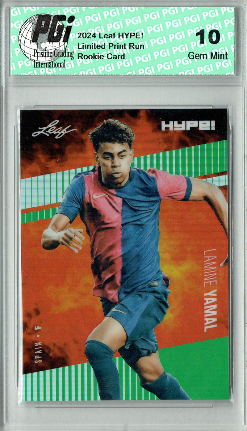 Lamine Yamal Rookie Card 2024 Leaf HYPE! Metal #HM-09 Green Only 5 Made PGI 10 Gem Mint Barcelona Soccer