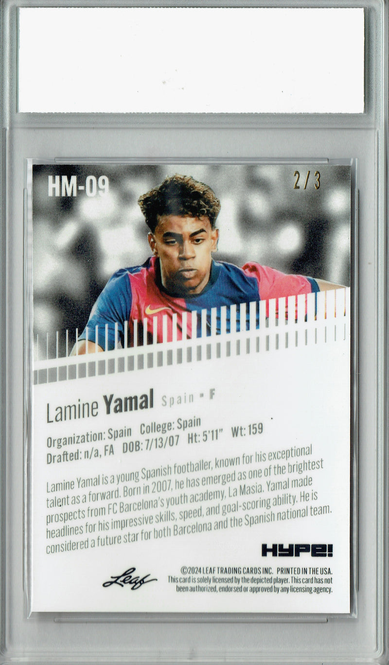 Lamine Yamal Rookie Card 2024 Leaf HYPE! Metal #HM-09 Orange Only 3 Made PGI 10 Gem Mint Barcelona Soccer