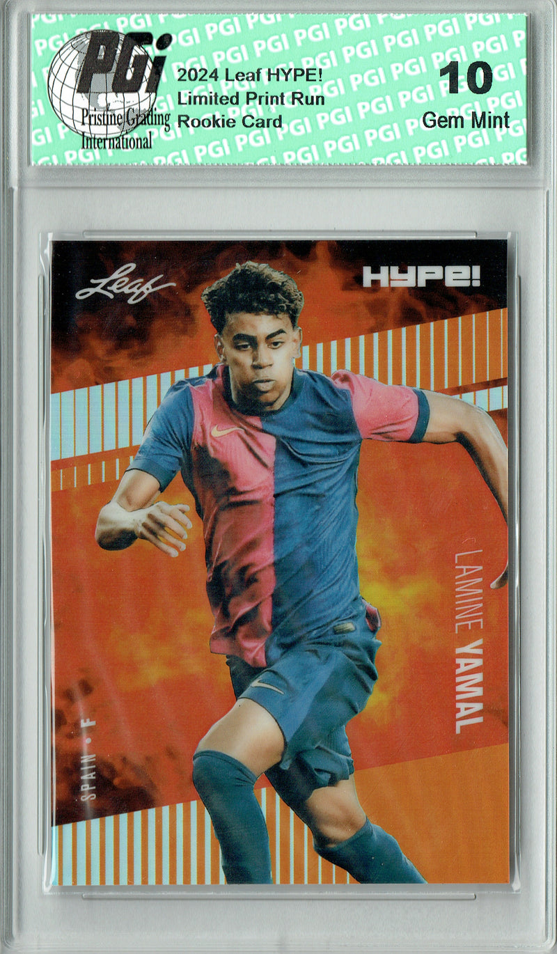 Lamine Yamal Rookie Card 2024 Leaf HYPE! Metal #HM-09 Orange Only 3 Made PGI 10 Gem Mint Barcelona Soccer