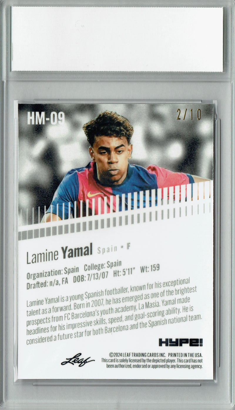 Lamine Yamal Rookie Card 2024 Leaf HYPE! Metal #HM-09 Pink Only 10 Made PGI 10 Gem Mint Barcelona Soccer