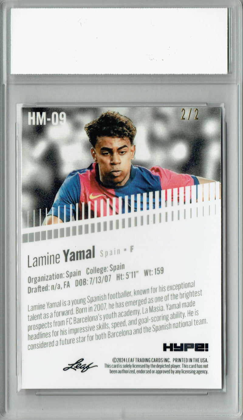 Lamine Yamal 2024 Leaf HYPE! Metal #HM-09 Red 2/2 Made Rookie Card PGI 10